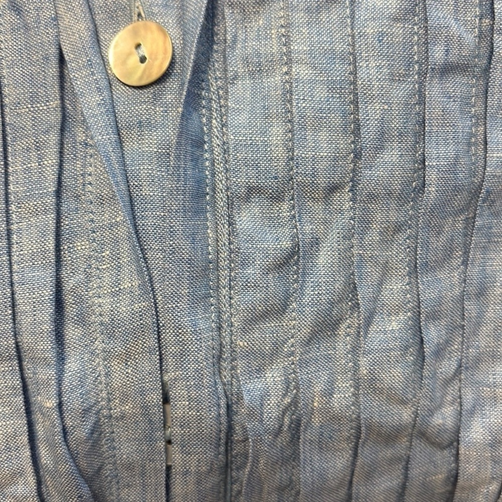 Angela Romano Amalfi Linen Shirtdress S Blue Coastal Made in Italy Old Money - Picture 7 of 11